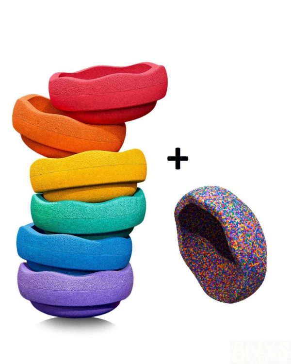 Stapelstein - Rainbow Basic + Confetti - 6 + 1 stuks