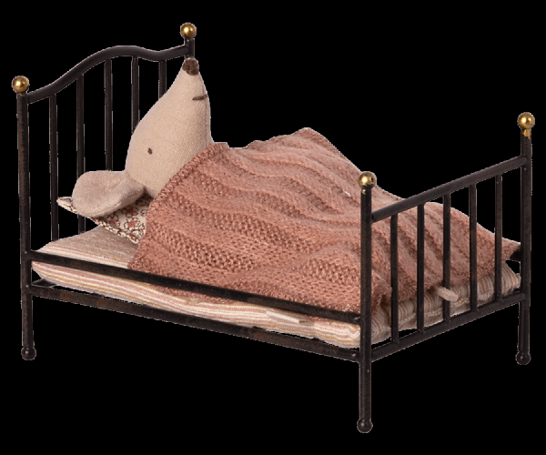 Maileg - Vintage bed, Mouse - Anthracite