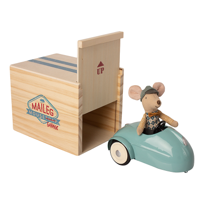 Maileg - Mouse car with Garage - Blue
