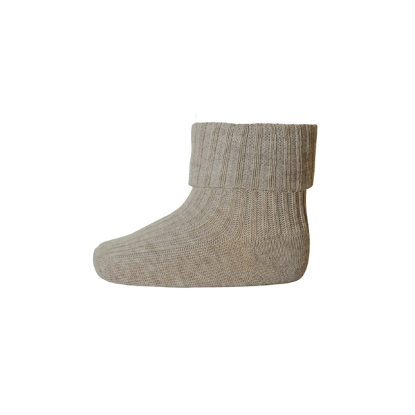 MP Denmark - Cotton rib baby socks - Light Brown Melange 17-18