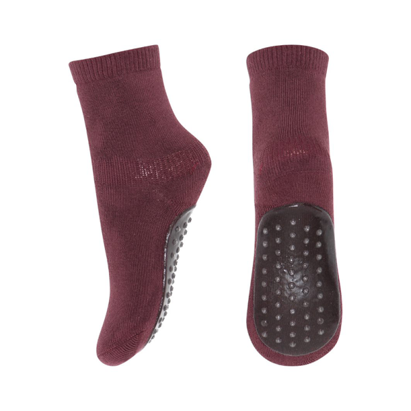 MP Denmark - Cotton socks with anti-slip - Grape Skin 19-21