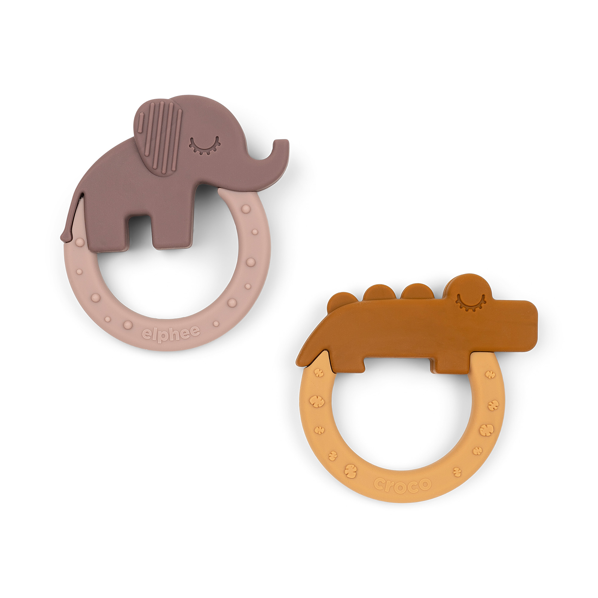 Done By Deer - Teether 2-pack - Deer friends - Mustard/Powder