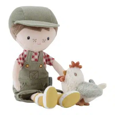 Little Dutch - Knuffelpop Boer Jim met kip 35cm