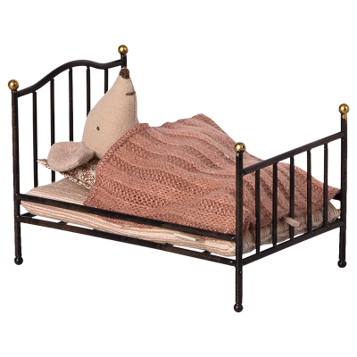 Maileg - Vintage bed, Mouse - Anthracite
