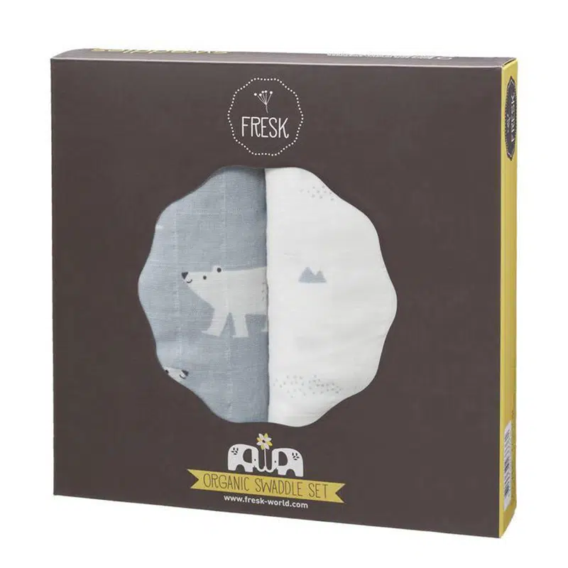 Fresk - Swaddles 120x120cm - Polar Bear - set van 2