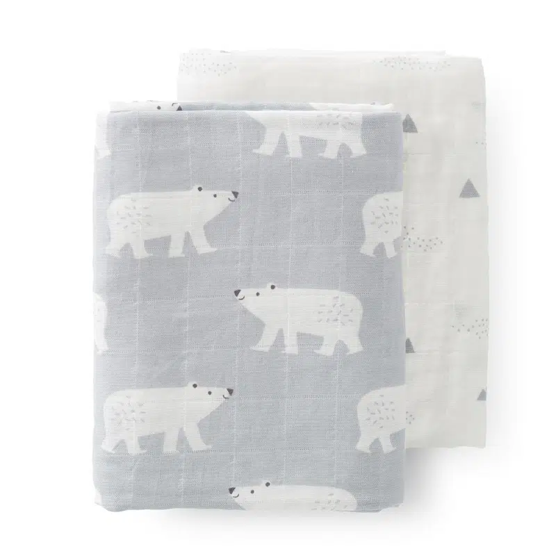 Fresk - Swaddles 120x120cm - Polar Bear - set van 2