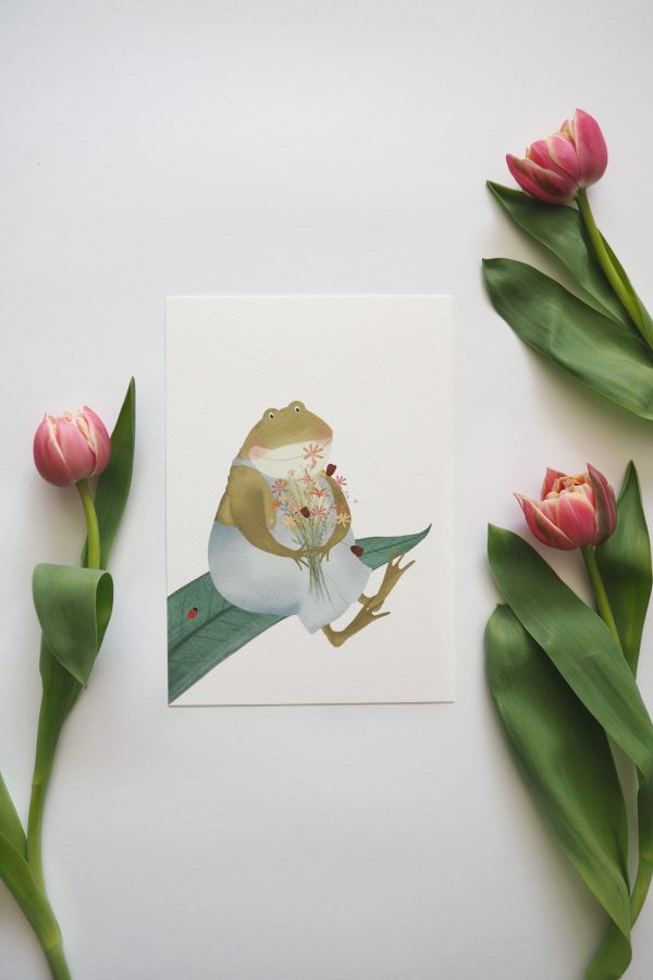 Getekend door Zusje A5 - Kikker met bloemen