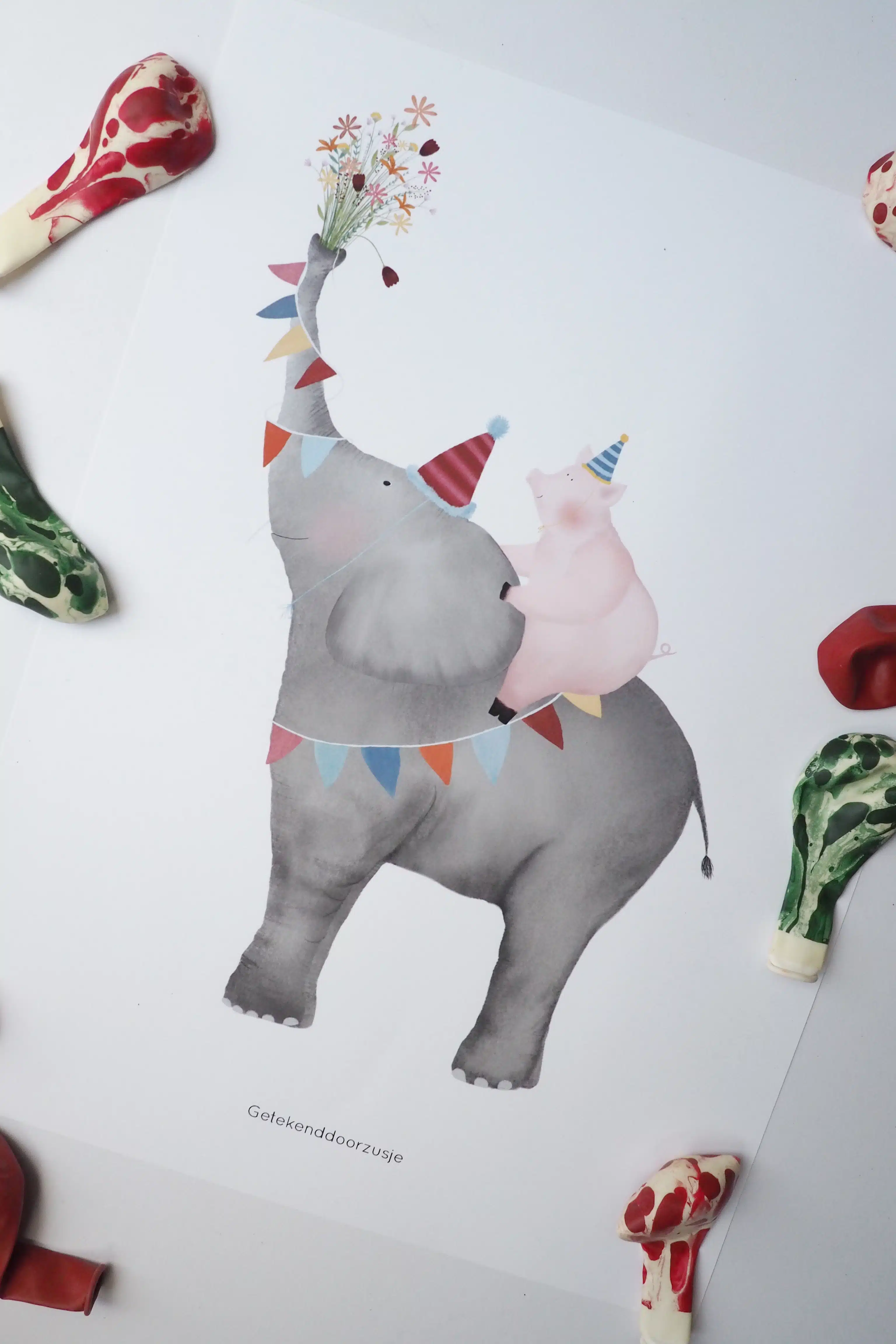 Getekend door Zusje A5 - Olifant en varken