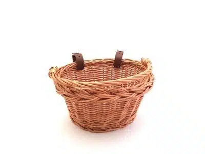 Hollie - Rieten fietsmandje met leren bandjes