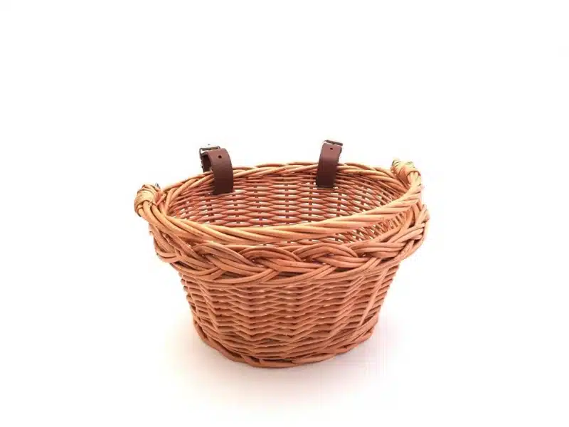 Hollie - Rieten fietsmandje met leren bandjes
