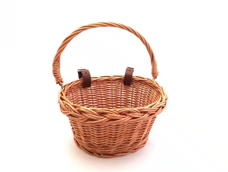 Hollie - Rieten fietsmandje met leren bandjes