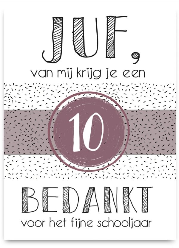 Pepermint kaart - Juf een 10