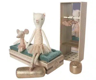 Maileg Dancing Cat & Mouse in Shoebox