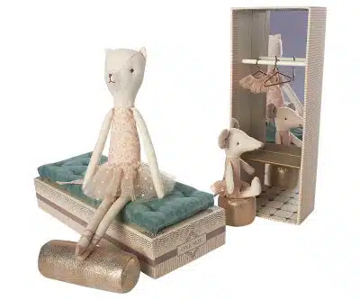 Maileg Dancing Cat & Mouse in Shoebox