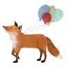 Getekend door Zusje A6 -Vos met Ballonnen
