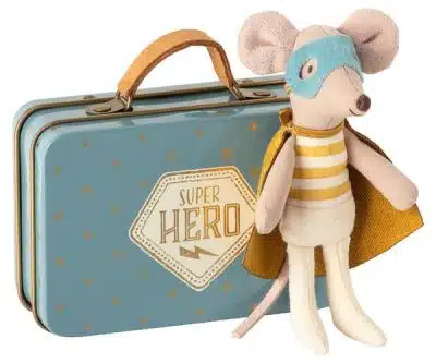 Maileg - Superhero Mouse in Suitcase