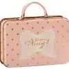 Metal travel Suitcase Rose Gold Dots