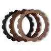 Mushie - Siliconen Bijtring/armband Flower - Black/Nat/Caramel