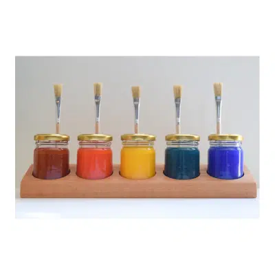 Grennn - verfpot houder beuken inclusief 5 potjes+kwastjes