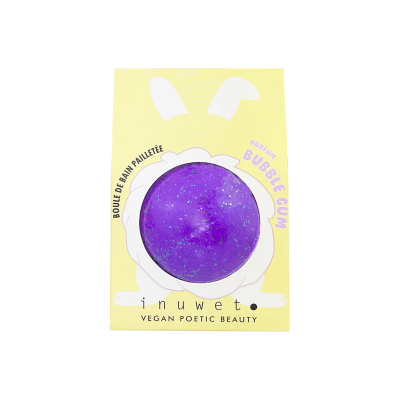 Inuwet- Glitter Fizzer Bath Bomb - Bubble Gum - Purple 120GR