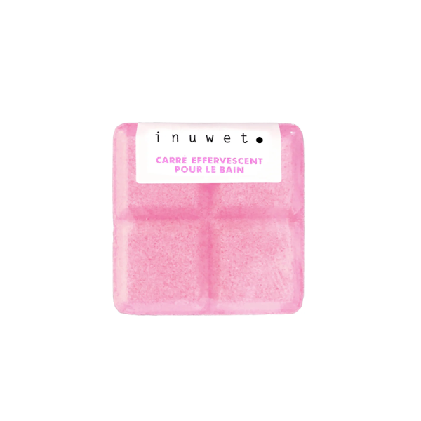 Inuwet- Square Mini Fizzer Bath Slab - Strawberry 50 gr