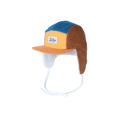 Lil' Boo - Corduroy Block 5-Panel with ears - Yellow/Brown/Blue - 3-7y (52-55cm)