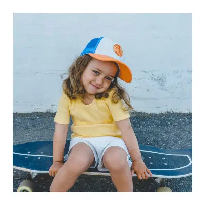 Lil' Boo - Lil' Boo Trucker Cap - Blue/Orange - S: 9m-1.5y (46-49 cm)