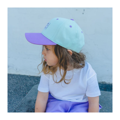 Lil' Boo - Organic Block Snapback - Light Turquoise/Purple - S: 9m-1.5y (46-49 cm)