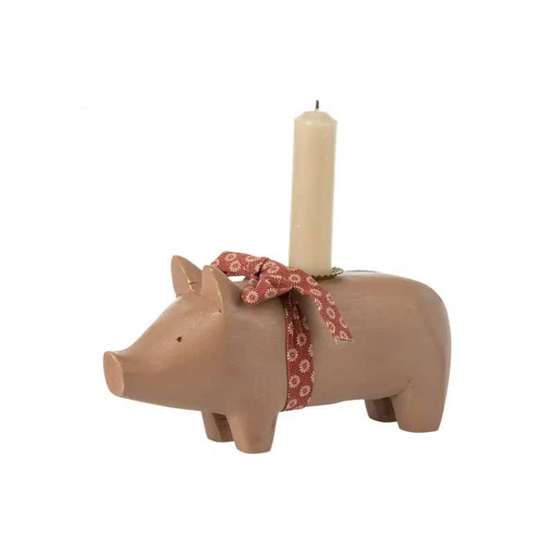 Maileg - Candle holder - Small pig - Nature