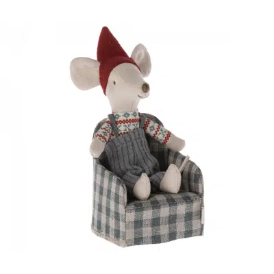 Maileg - Chair - Mouse - Blue checker