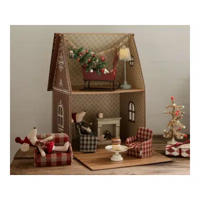 Maileg - Chair - Mouse - Blue checker