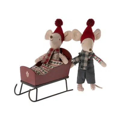 Maileg - Sleigh - Mouse - Red