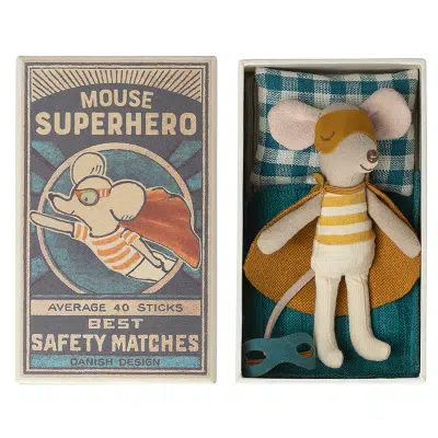 Maileg - Superhero Mouse - Little Brother in Matchbox