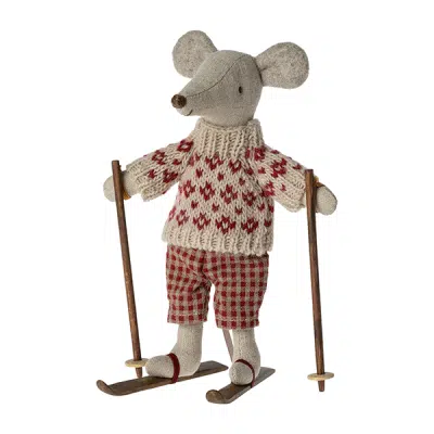 Maileg - Winter Mouse with Ski Set - Mum