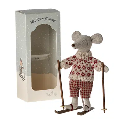 Maileg - Winter Mouse with Ski Set - Mum