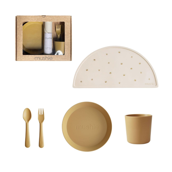 Mushie - Giftbox - Dinnerware Round - Mustard