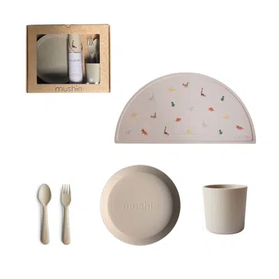 Mushie - Giftbox - Dinnerware Round - Vanilla