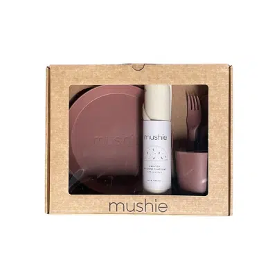 Mushie - Giftbox - Dinnerware Round - Woodchuck