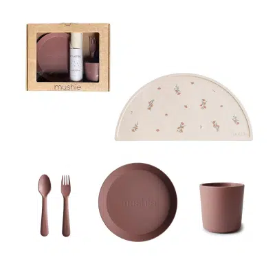 Mushie - Giftbox - Dinnerware Round - Woodchuck