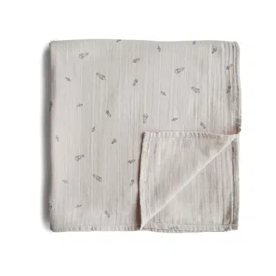 Mushie - Muslin Swaddle - Rocket Ship