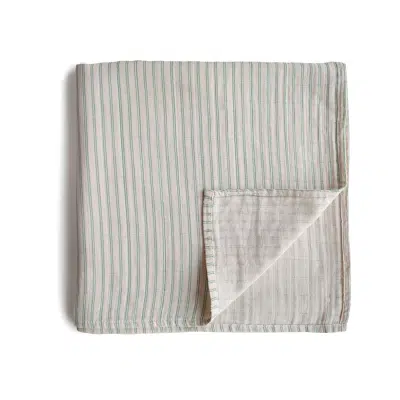 Mushie - Muslin Swaddle - Sage Stripe
