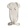 Mushie - Ribbed Knotted Baby Gown - Beige Melange