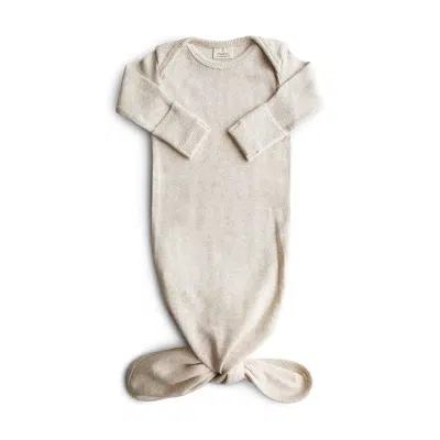 Mushie - Ribbed Knotted Baby Gown - Beige Melange