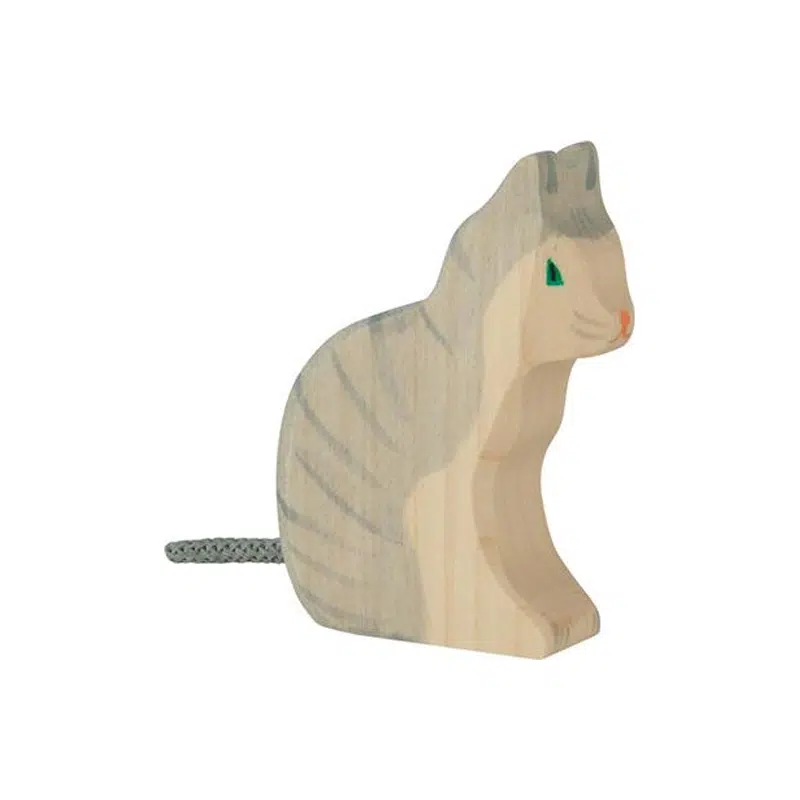 Holztiger - Boerderij - Kat zittend 7x2x8cm