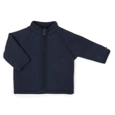 Cardigan wool w. zipper - Navy