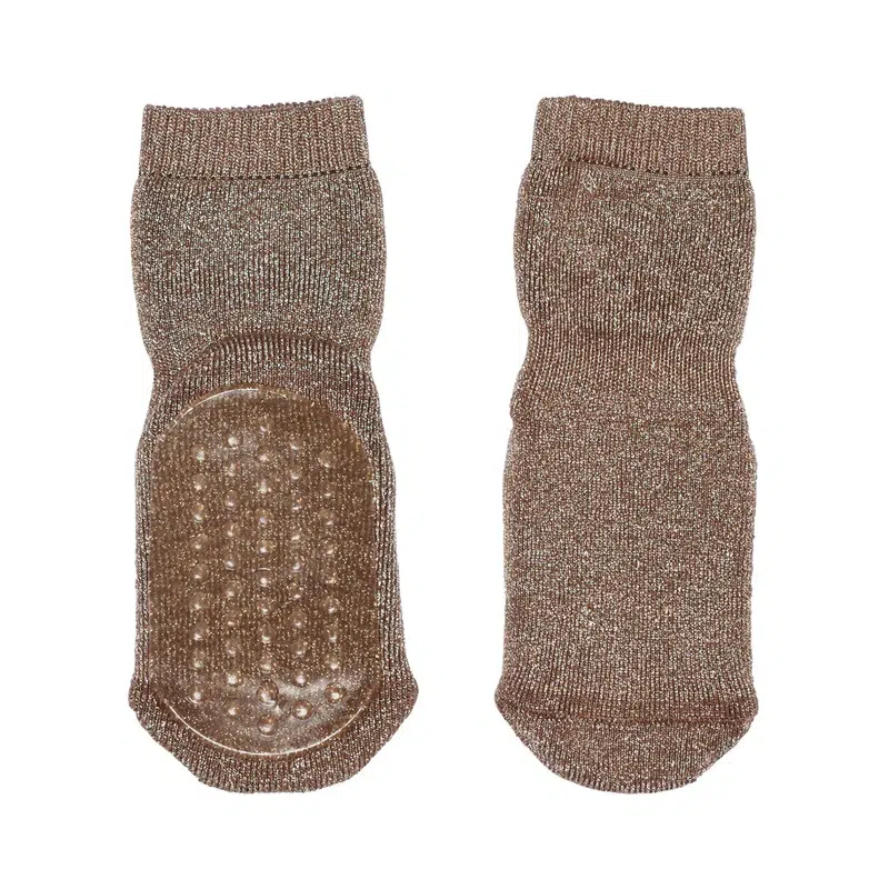 MP Denmark - Celina Glitter socks - anti-slip - Brown Sienna
