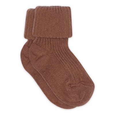 MP Denmark - Cotton rib baby socks - Brown Sienna