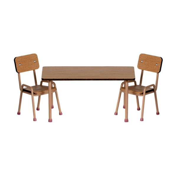 Maileg - Table and chair set - Mouse - Dark powder