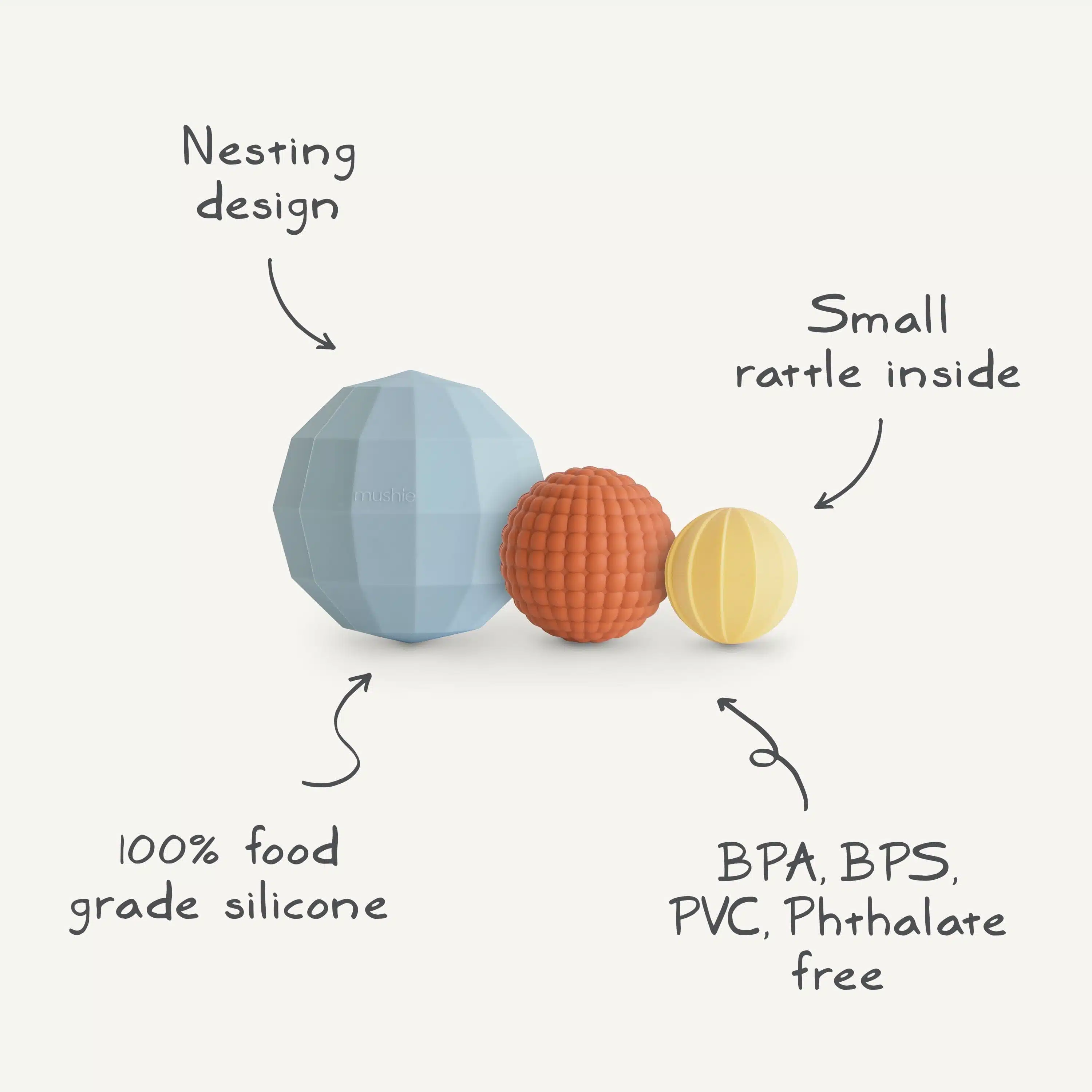 Mushie - Nesting Spheres Sensory Toy - Sage