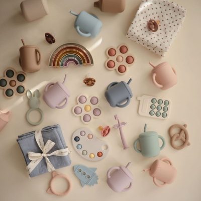Mushie - Press Toy - Flower - Rose/Blush/Shifting Sand